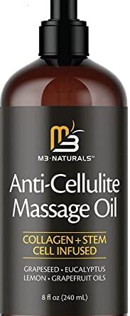 Anti Cellulite Massage Oil Skin Care Cellulite Oil Infused with Collagen and Stem Cell - Skin Tightening Cellulite Cream Moisturizing Body Oil for Women by M3 Naturals