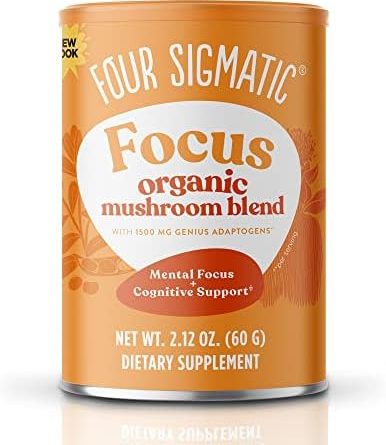 Four Sigmatic Focus Blend 7 Superfoods Adaptogen Blend Mix with Lion’s Mane, Cordyceps, Rhodiola, Bacopa & Mucuna | Productivity & Creative Support | Decaf & Dissolves Easily | 30 Servings