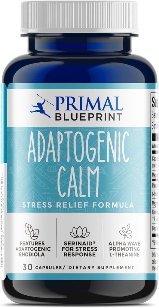 Primal Blueprint Adaptogenic Calm, Plant-Based Adaptogen Dietary Supplement, 30 Count