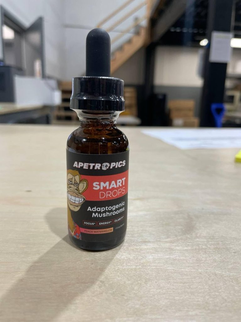 Apetropics Smart Drops – Adaptogenic Mushroom Tincture with Lion’s Mane, Cordyceps, Turkey Tail, Chaga, Reishi – Nootropic Supplement – Peach Watermelon Flavor, 30-Servings