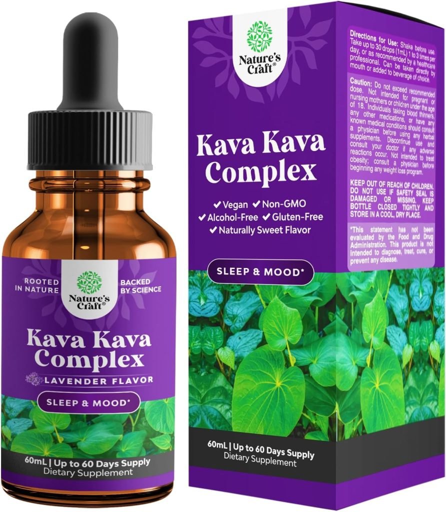 Potent Liquid Kava Kava Drops – Calming High Concentration Kava Extract with Chamomile and Lavender – Tasty Adaptogen Drops Mood Support Supplement with Kava Root – Vegan Non GMO and Alcohol Free