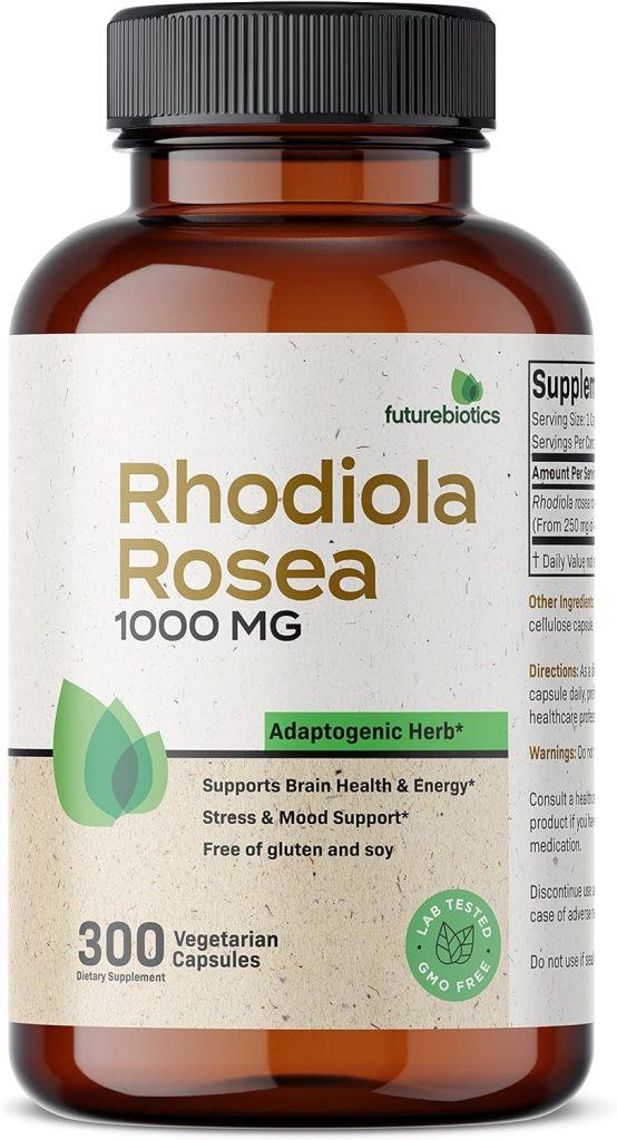 Futurebiotics Rhodiola Rosea 1000 MG Adaptogenic Herb Supports Brain Health, Energy, Stress & Mood – Non-GMO, 300 Vegetarian Capsules