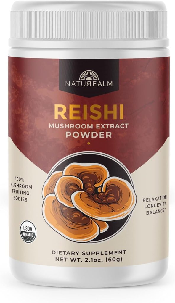 Naturealm – Reishi Powder – Pure Adaptogenic Restores Thoughts and Physique – Improves Sleep, 2.1 Ounce, 60-Day Provide