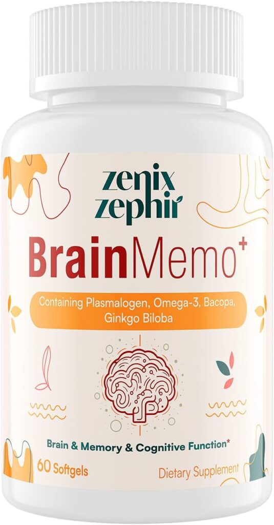 Memory Focus Supplement – Brain Support with Omega-3, Bacopa and Plasmalogens for Enhanced Cognitive Function – Concentration and Memory – Non-GMO, 60 Softgels