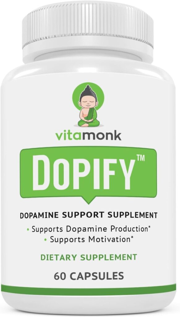 VitaMonk Dopify Dopamine Supplement Dopamine Booster with Uridine Monophosphate, Mucuna Pruriens, L-Theanine, Tyrosine and More – No Artificial Fillers, Just Brain Food – 60 Capsules
