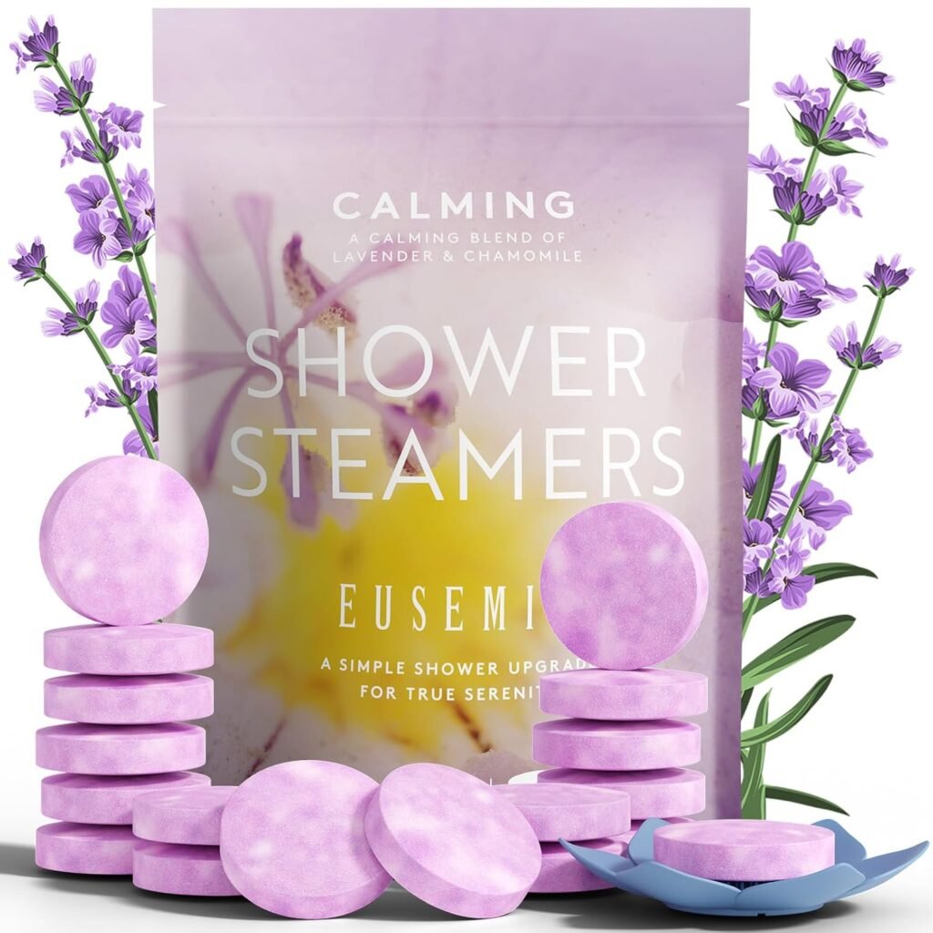 Lavender Shower Steamers for Relaxation-Aromatherapy Shower Bombs with Essential Oils, Natural Stress Relief Shower, Self Care Spa Day Essentials for Women (18 PCS Lavender)