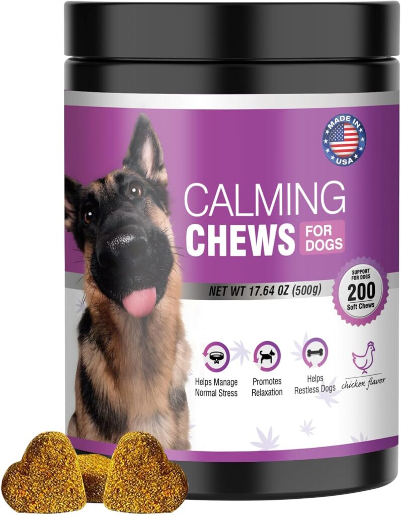 Hemp Calming Chews for Dogs 200pc Dog Calming Treat and Bites with Hemp Oil – Anxiety and Stress Relief Treats for Dogs Puppy Melatonin Sleep Aid Calm Dog with Noise,Thunder,Barking,Separation,Chewing
