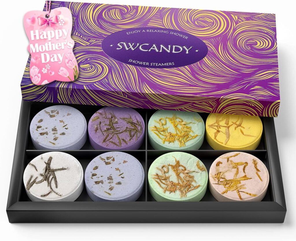 Shower Steamers Aromatherapy Birthday Gifts for Women – SWCANDY 8 Pcs Mothers Day Gifts for Her Mom Men Teen Adults Bath Bombs Self Care with Natural Essential Oils Relaxation Home SPA Easter Basket