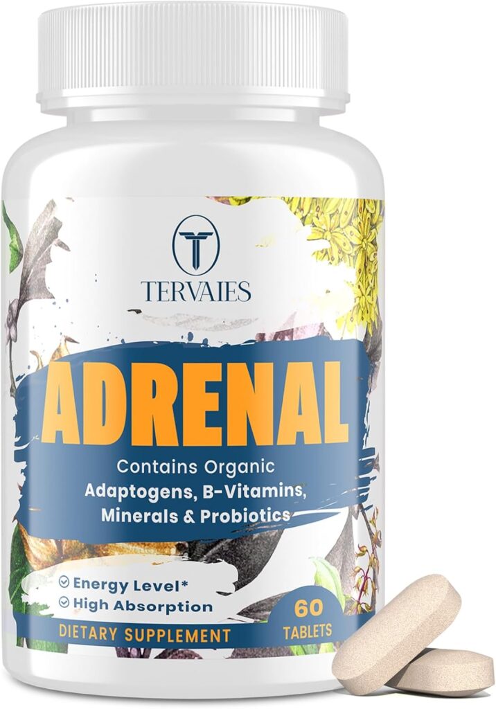 Adrenal Support Adaptogens Herbs Supplements – Cortisol Supplement with Rhodiola Rosea, Ashwagandha, Holy Basil and Eleuthero-Mood and Energy Support for Women & Men-Non-GMO, 60 Vegan Tablets