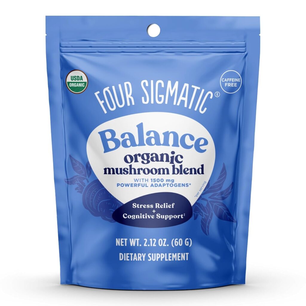 Four Sigmatic Adaptogen and Mushroom Blend Balance Mix | Adaptogen Supplement with Ashwagandha, Moringa, Holy Basil, Reishi, Chaga and More | Natural Stress Relief and Immune Support Supplement