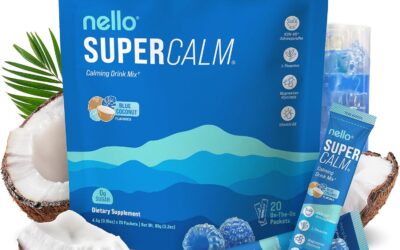 Supercalm Powdered Drink Mix, Blue Coconut, L Theanine, Ksm-66 Ashwagandha, Magnesium Glycinate, Vitamin D 3, Supplements for Relaxation & Focus, No Sugar, Non GMO, On The Go, 20 Srvgs