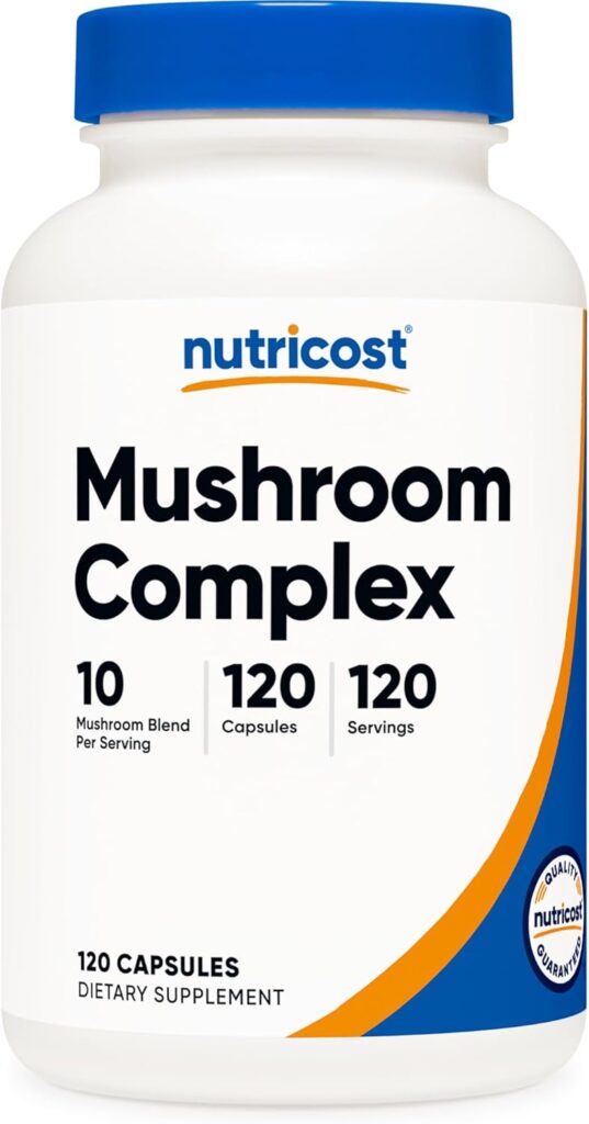 Nutricost Mushroom Complex Supplement, 120 Capsules – 10 Mushroom Blend (with Reishi, Maitake, Shiitake, Lion’s Mane, and More) – Non-GMO and Gluten Free