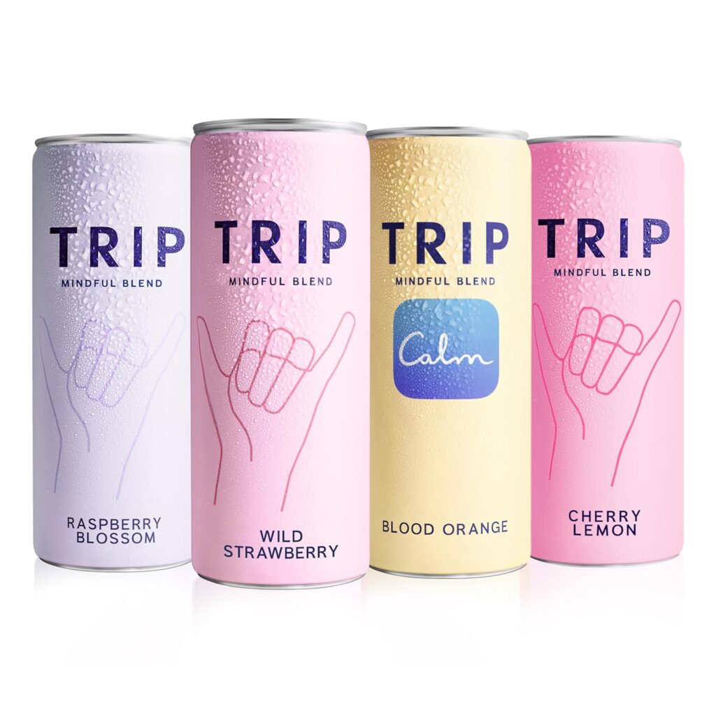 Trip Mindful Blend, Lightly Sparkling Adaptogen Seltzer, Mocktail w/ 120mg Magnesium Citrate with Ashwagandha, Lions Mane & L Theanine, No Added Sugar, Vegan, Citrus Berry Variety Pack, 12 Oz, 12Pk