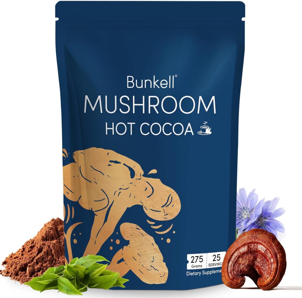 Mushroom Hot Cocoa, Adaptogenic Mushroom with Reishi, L-Theanine, Chicory, Melatonin & Glycine, Melatonin, Sleep Hot Cocoa Supplement for Sleep and Stress Support, 25 Servings 1 Pack